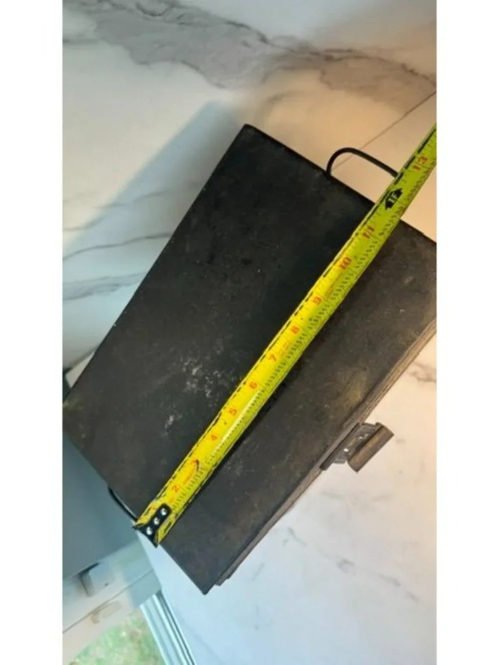 Vintage black tin metal box